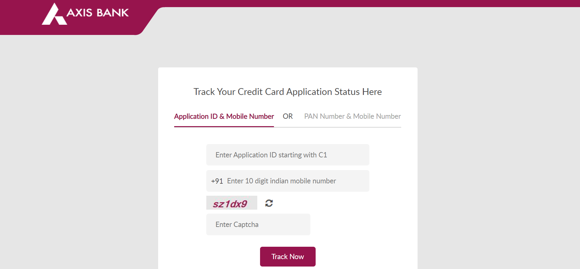 How to check Axis Bank credit card status