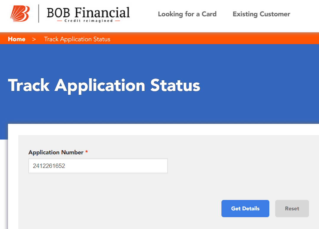 how to check bob credit card status